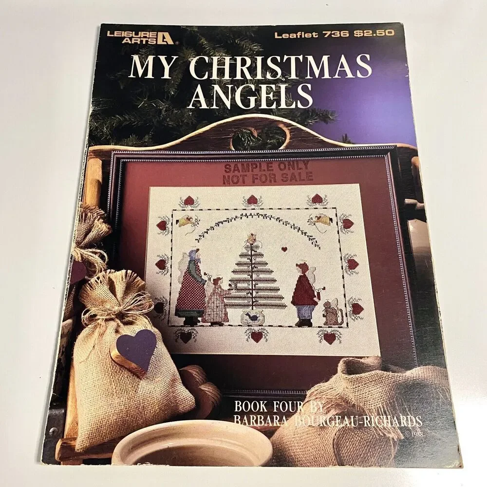 VTG 1989 My Christmas Angels Leisure Arts Leaflet #736 Book 4 Cross Stitch